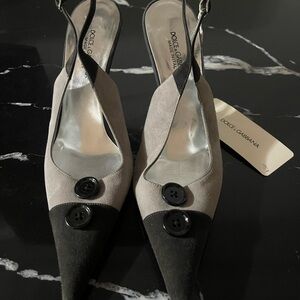 Dolce & Gabbana Black and Grey Slingback Heels